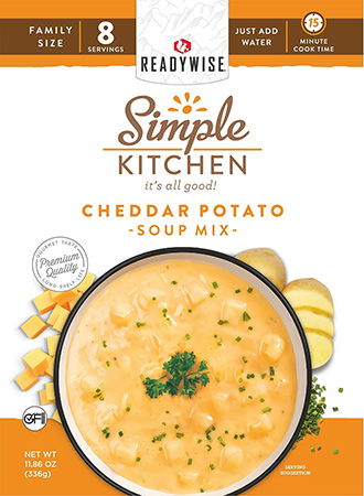 [850045543600] ReadyWise RWSK05061 Simple Kitchen Cheddar Potato Soup 8 Servings Per Pouch, 6 Per Case