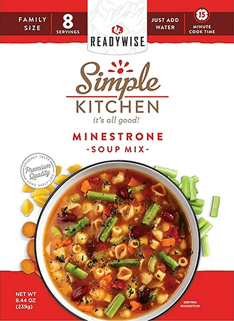 [850045543648] ReadyWise RWSK05065 Simple Kitchen Minestrone Soup 8 Servings Per Pouch, 6 Per Case