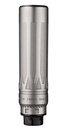 [810128162319] Dead Air NOMADTIXCDTSIL Nomad TI XC Silver 7.62mm Silencer w/ Direct Thread 5/8-24 Hub Mount
