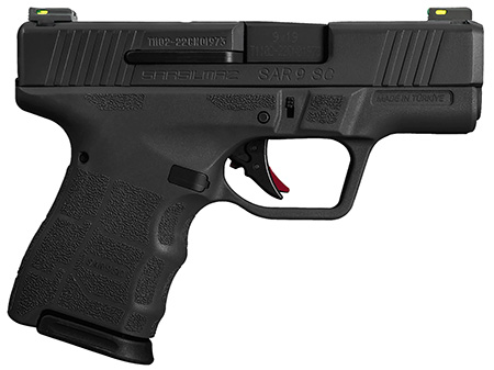 [810075873115] SAR USA SAR9SCBL SAR9 SC  Compact Frame 9mm Luger 12+1 3.30" Black Steel Barrel, Black Serrated Steel Slide, Black Polymer Frame, Black Interchangeable Backstrap Grip