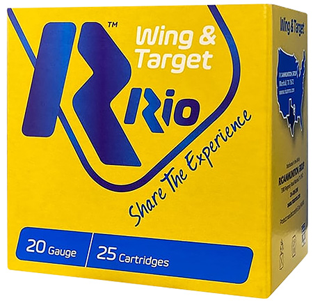 [8435101637237] Rio Ammunition WT208 Wing  &  Target  20Gauge 2.75" 7/8oz 8Shot 25 Per Box/10 Case