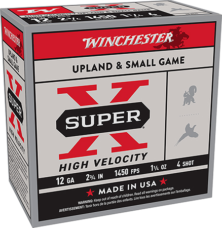 [020892027657] Winchester Ammo X12HV4 Super X High Velocity 12Gauge 2.75" 1 1/4oz 4Shot 25 Per Box/10 Case