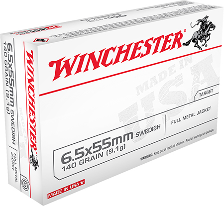 [020892220133] Winchester Ammo USA6555 USA Target 6.5x55Swedish 140gr Full Metal Jacket 20 Per Box/10 Case