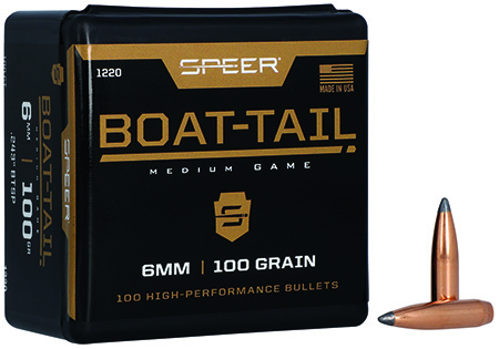 [076683012203] Speer 1220 Boat-Tail  6mm 100gr Jacketed Soft Point Boat Tail 100 Per Box/5 Case