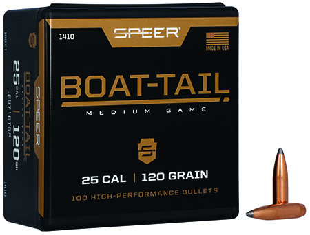 [076683014108] Speer 1410 Boat-Tail  25Cal 120gr Jacketed Soft Point Boat Tail 100 Per Box/5 Case