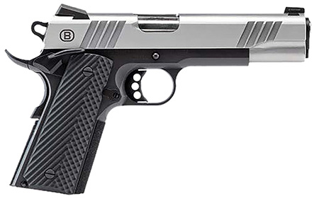[704674464709] Bersa B19117050SBBK B1911  Full Size Frame 45 ACP 8+1 5" Stainless Steel Barrel, Stainless Serrated Steel Slide, Black Stainless Steel Frame w/Beavertail, Black VZ Grip, Ambidextrous