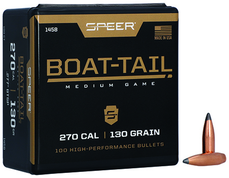 [076683014580] Speer 1458 Boat-Tail  270Cal 130gr Spitzer Boat Tail Soft Point 100 Per Box/5 Case