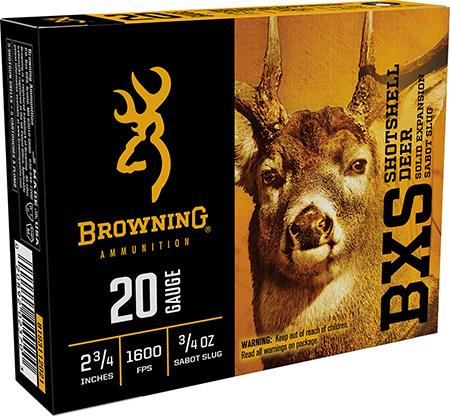 [020892023703] Browning Ammo B193112021 BXS  20Gauge 2.75" 3/4oz Sabot Slug Shot 5 Per Box/20 Case
