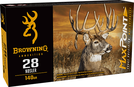 [020892233232] Browning Ammo B192100282 Max Point  28Nosler 140gr 20 Per Box/10 Case