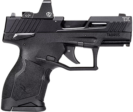[725327939924] Taurus 1TX22131RI TX22C w/Optic Compact Frame 22 LR 13+1 SAO 3.60" Matte Black Steel Threaded Barrel, Black Anodized Optic Ready/Serrated Slide, Black Polymer Frame w/Picatinny Rail, Riton Red Dot