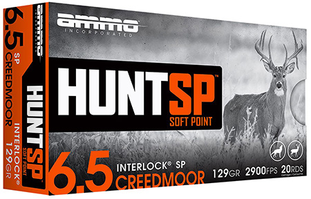 [818778024612] Ammo Inc 65CM129SPA20 Hunt  6.5Creedmoor 129gr Soft Point 20 Per Box/10 Case