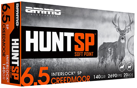 [818778024629] Ammo Inc 65CM140SPA20 Hunt  6.5Creedmoor 140gr Soft Point 20 Per Box/10 Case