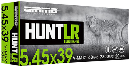 [818778024490] Ammo Inc 54539060VMXA20 Hunt Long Range 5.45x39mm 60gr V-Max 20 Per Box/10 Case