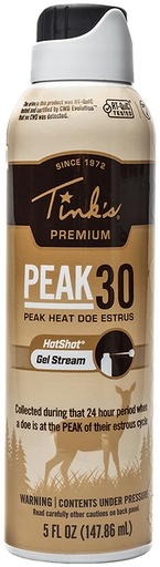 [049818218054] Tinks W6264 Peak30 Hot Shot Deer Doe In Estrus Scent Gel 5 oz Gel Stream