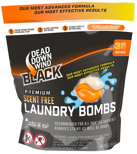 [873881009970] Dead Down Wind 118418 Black Premium Laundry Bombs Odor Eliminator Unscented Scent 36CT