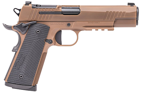 [798681682256] Sig Sauer 1911XR45CXR3 1911-X  Full Size Frame 45 ACP 8+1 5" Black DLC Carbon Steel Barrel, Coyote PVD Optic Cut/Serrated Stainless Steel Slide  &  Frame w/Beavertail  &  Picatinny Rail, Black G10 Grip