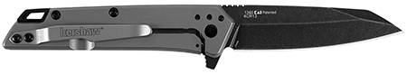 [087171055688] Kershaw 1365X Misdirect  2.90" Folding Reverse Tanto Plain Black Oxide Blackwash 4Cr14 Blade Gray Bead Blasted Stainless Steel Handle Clamshell Packaging
