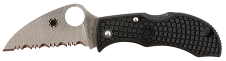 [716104016792] Spyderco MBKWSB Manbug  1.91" Folding Wharncliffe Serrated Non-Reflective Black TiCN VG-10 SS Blade, Black Textured FRN Handle