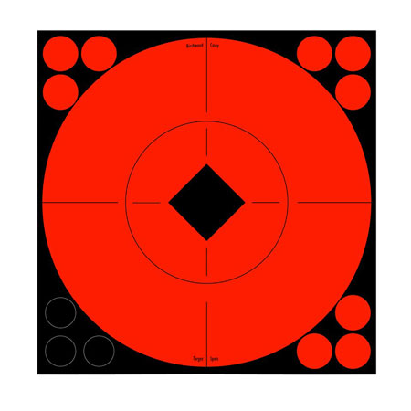 [029057339161] Birchwood Casey 33916 Target Spots  Self-Adhesive Paper Black/Red 8" Bullseye 8 Pack