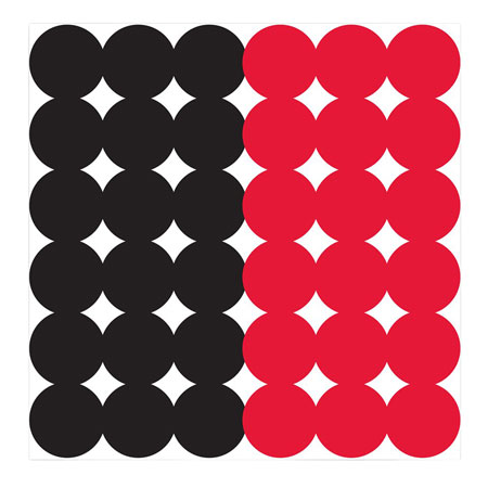 [029057341188] Birchwood Casey 34118 Dirty Bird Repair Pasters Black/Red Adhesive Paper 1" 12 PK