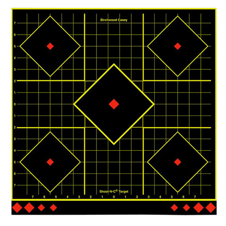 [029057341751] Birchwood Casey 34175 Shoot-N-C Reactive Target Self-Adhesive Paper Multi Color 17.75" 5-Diamond 5 Pack