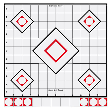 [029057342192] Birchwood Casey 34219 Shoot-N-C Reactive Target Self-Adhesive Paper White/Red 12" 5-Diamond 5 Pack