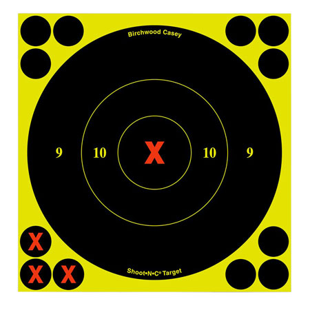 [029057345605] Birchwood Casey 34560 Shoot-N-C Reactive Target Self-Adhesive Paper Black/Yellow 6" X-Bullseye 60 Pack