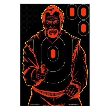 [029057346459] Birchwood Casey 34645 Shoot-N-C Reactive Target Self-Adhesive Paper Black/Red 12"x18" Bad Guy Silhouette 5 Pack