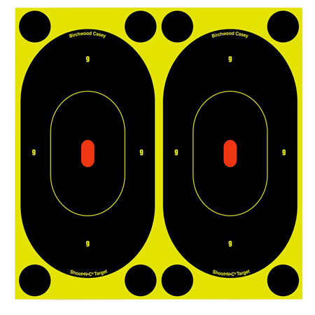 [029057347500] Birchwood Casey 34750 Shoot-N-C Reactive Target Self-Adhesive Paper Black/Yellow 7" Oval Silhouette 60 Pack