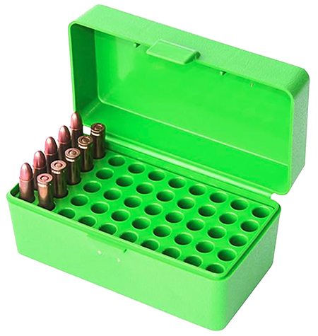 [026057201108] MTM Case-Gard 22HORN10 Ammo Box Flip-Top 22Hornet Green 50rd