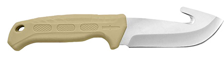 [016162191562] Camillus 19156 Roto  4" Fixed Drop Point/Gut Hook Plain Satin 420 Steel Titanium Bonded Blade, Tan PP/TPR Handle