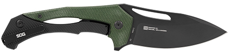 [813628069591] S.O.G SOG14240257 Bulwark FLK EDC 3.50" Folding Drop Point Plain Black PVD Cryo D2 Steel Blade, Olive Drab Textured Linen Micarta Handle, Presentation Box