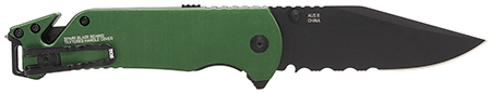 [888151054345] S.O.G SOG11520157 Escape ATK 2.0 EDC 3.40" Folding Clip Point Part Serrated Black Hardcased AUS-8A SS Blade, 4.60" Green/Black Aluminum Handle, Presentation Box
