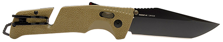 [729857013925] S.O.G SOG11121241 Trident AT 3.70" Folding Tanto Plain Black TiNi Cryo D2 Steel Blade, Flat Dark Earth Textured GRN Handle, Peg Box Pkg