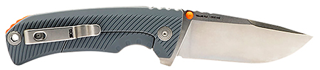 [729857014021] S.O.G SOG14060243 Tellus FLK 3.65" Folding Clip Point Plain Stonewashed Cryo 440C SS Blade, Wolf Gray Textured GRN Handle, Blister Pack