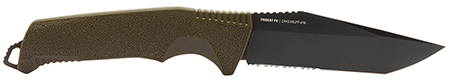 [729857014618] S.O.G SOG17120457 Trident FX 4.20" Fixed Tanto Part Serrated TiNi 1.4116 SS Blade, OD Green Textured GRN Handle