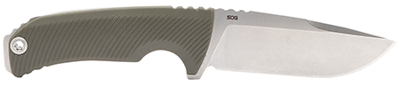 [729857014083] S.O.G SOG17060143 Tellus FX 4.20" Fixed Clip Point Plain Stonewashed Cryo 440C SS Blade, Olive Drab Textured GRN Handle, Blister Pkg