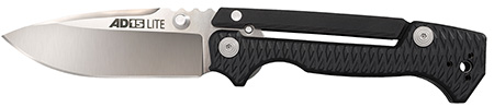 [888151032190] Cold Steel CS58SQLZ AD-15 Lite 3.50" Folding Drop Point Plain Satin AUS-10A SS Blade, 5" Black Textured Griv-Ex Handle
