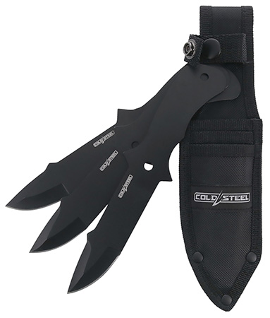[888151040317] Cold Steel CSTH80KVC3PK Throwing Knives  Set of 3 Fixed 8" Drop Point Plain Black Oxide 420 Stainless Steel Blade, Includes Sheath