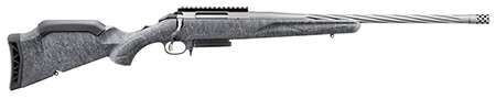 [736676469123] Ruger 46912 American II  Full Size 6mm Creedmoor 3+1 20" Cobalt Cerakote Spiral Fluted Threaded Barrel  &  Alloy Steel Receiver w/Picatinny Rail, Gray Splatter Adj LOP Synthetic Stock