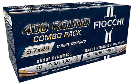 [762344866192] Fiocchi 57COMSUB Hyperformance  5.7x28mm Full Metal Jacket 400rds *Combo Pack