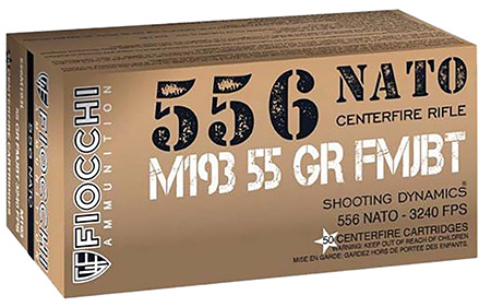 [762344712062] Fiocchi 556M193L   5.56NATO 55gr Full Metal Jacket Boat Tail 50 Per Box/20 Case