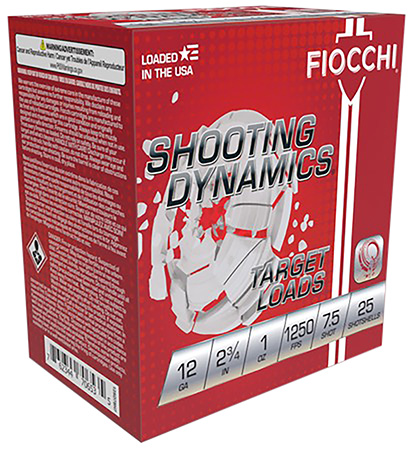 [762344711355] Fiocchi 12SD1X75 Shooting Dynamics  12Gauge 2.75" 1oz 7.5Shot 25 Per Box/10 Case