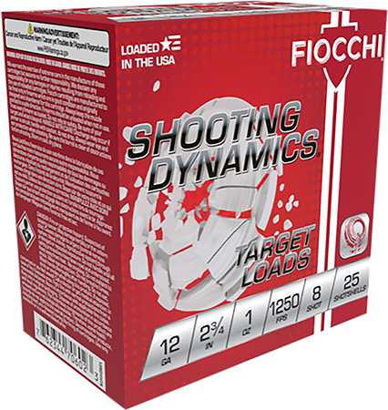 [762344711362] Fiocchi 12SD1X8 Shooting Dynamics  12Gauge 2.75" 1oz 8Shot 25 Per Box/10 Case