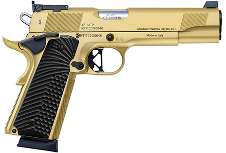 [8053800946971] Charles Daly 440.182 1911 Empire Grade Full Size Frame 45 ACP 8+1 5" Stainless Steel Barrel, Nebula PVD Serrated Steel Slide, Steel w/Beavertail Frame, Black G10 Grip
