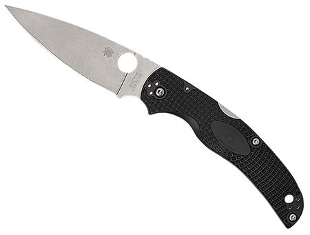 [716104017195] Spyderco C244PBK Native Chief Lightweight 4.02" Folding Plain Stonewashed CTS BD1N SS Blade/Black Textured FRN Handle Includes Pocket Clip