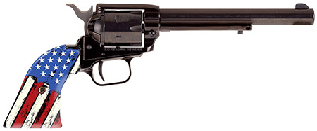 [727962710036] Heritage Mfg RR22B6US06 Rough Rider  22 LR 6rd 6.50" Black Oxide Alloy Steel Barrel  &  Cylinder, Black Oxide Zinc Alloy Frame, Distressed USA Flag Polymer Grip, Manual Safety, Exposed Hammer