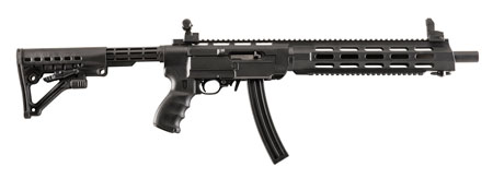 [708279012174] Archangel AA556REX AR-15 Style Conversion Stock Black Synthetic 6 Position with Rail for Ruger 10/22