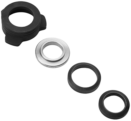 [793811765762] Strike Industries BSOPPRESSORUBASE Oppressor Universal 3-Lug QD Base Set  Black/Silver 1/2"  &  5/8" Threaded Barrels