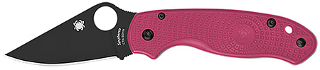 [716104018260] Spyderco C223PNBK Para 3 Lightweight Breast Cancer EDC 2.93" Folding Plain Black DLC BD1N SS Blade, Pink Textured FRN Handle